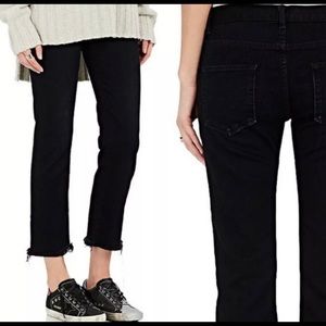 Nili Lotan Boyfriend Jeans Button Fly Raw Hem Crop 26